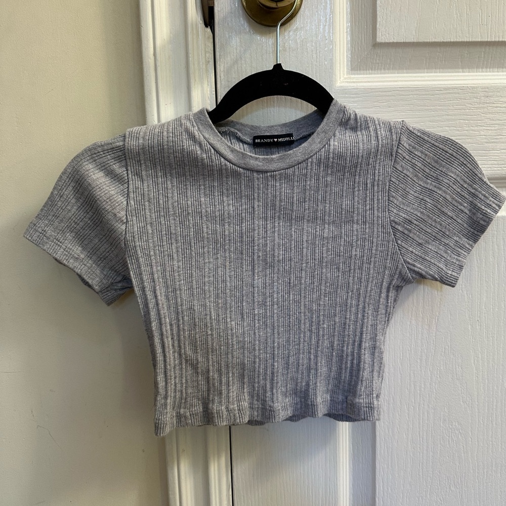 Brandy Melville grey cropped shirt